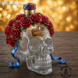 Grateful Dead Skull & Roses Glass Decanter 6 1 2