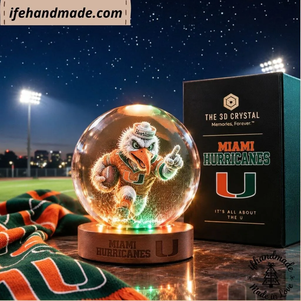 Miami Hurricanes 3D Ball Night Light – LED Engraved Mascot Globe Keepsake Gift