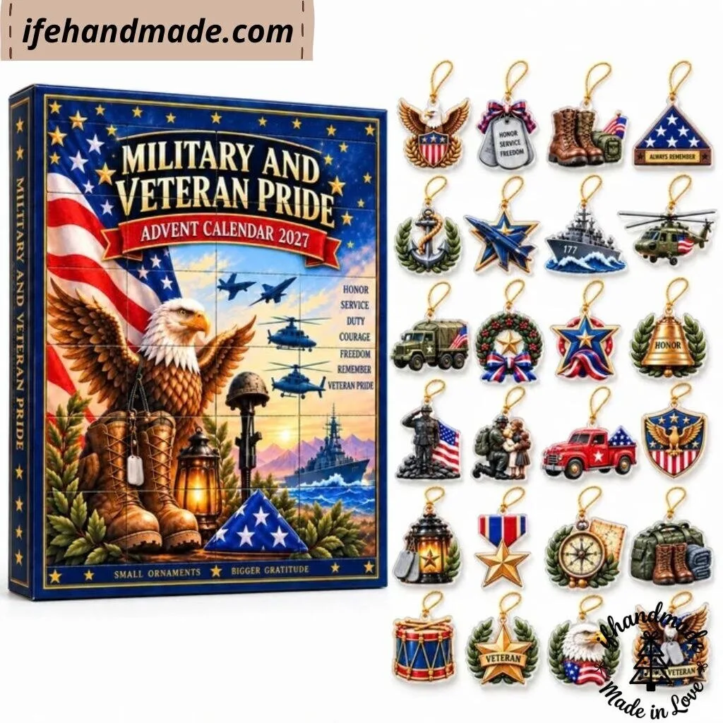 Military and Veteran Pride Advent Calendar 2027 – 24 Days Patriotic Tree Ornaments Set