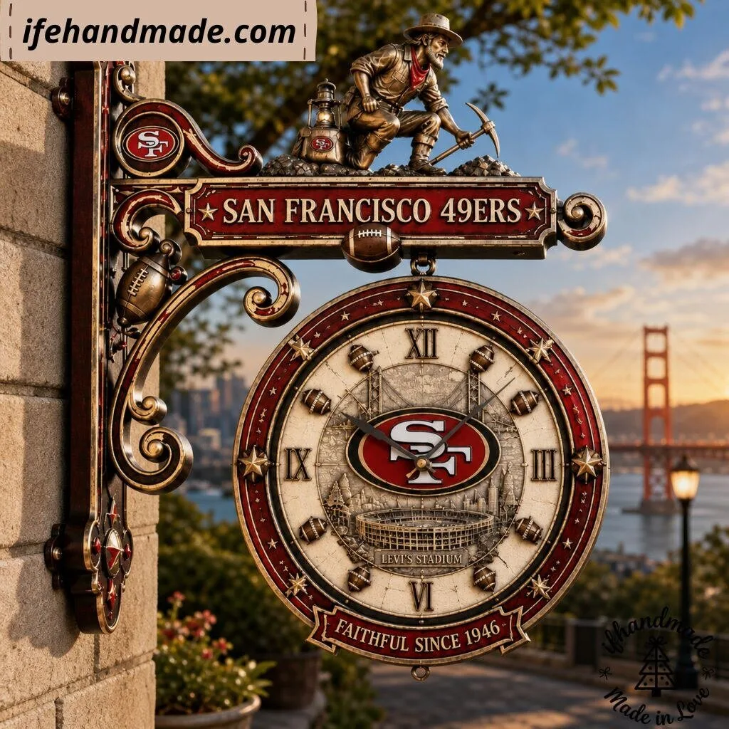 San Francisco 49ers Vintage Outdoor Wall Clock – NFL Football Fan Man Cave Decor 5 San Francisco 49ers Vintage Outdoor Wall Clock – NFL Football Fan Man Cave Decor