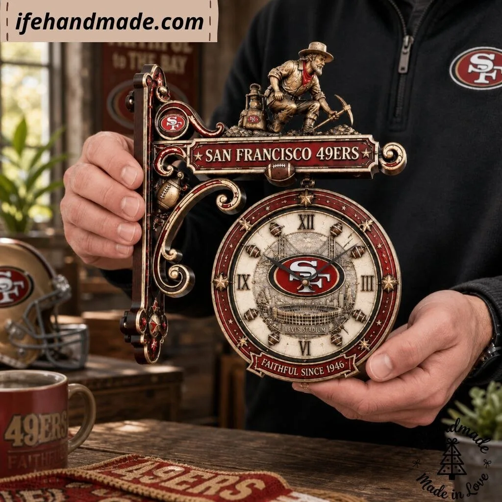 San Francisco 49ers Vintage Outdoor Wall Clock – NFL Football Fan Man Cave Decor – image 2 of 3