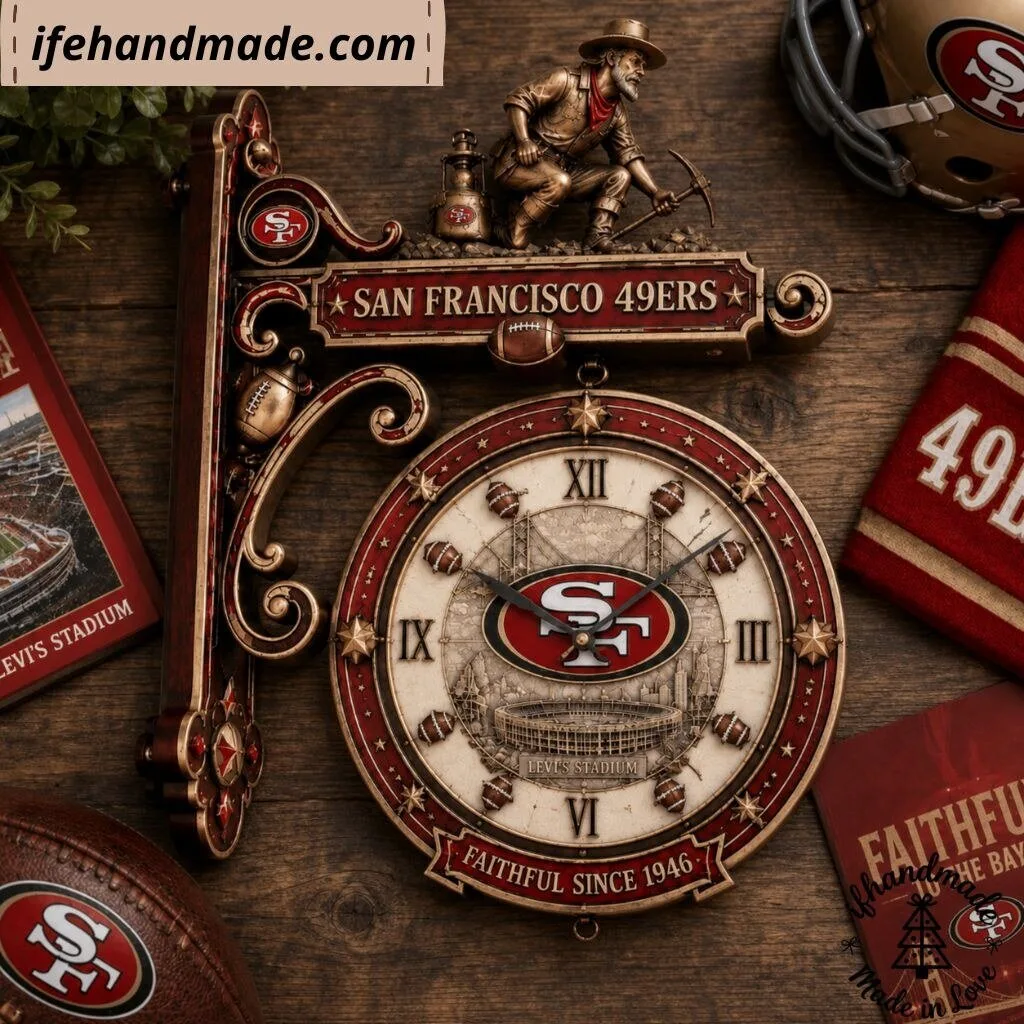 San Francisco 49ers Vintage Outdoor Wall Clock – NFL Football Fan Man Cave Decor – image 3 of 3