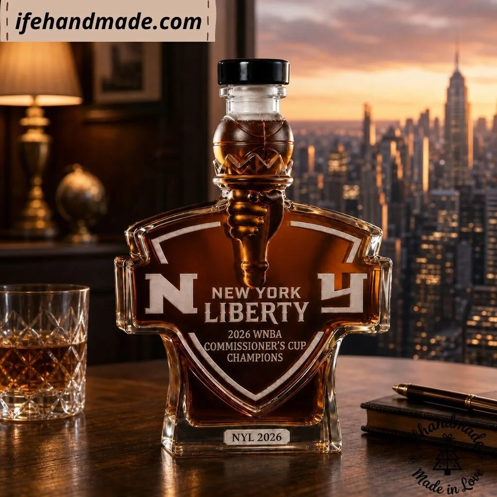 New York Liberty 2026 WNBA Commissioner's Cup Champions Glass Whiskey Decanter – WNBA Fan Gift