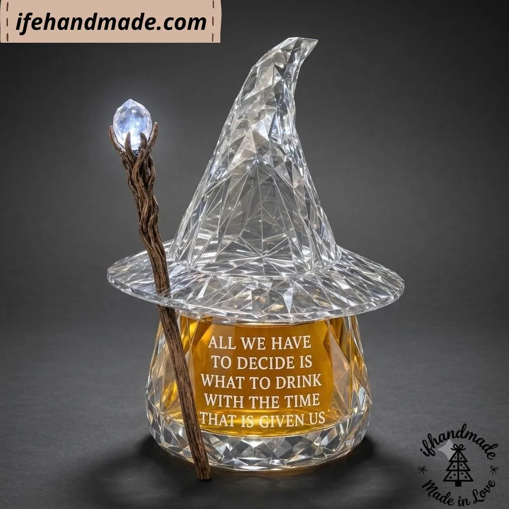 Lord of the Rings Gandalf Wizard Hat Glass Whiskey Decanter (2) Lord of the Rings Gandalf Wizard Hat Glass Whiskey Decanter – “All We Have To Decide Is What To Drink” Bottle — image 2