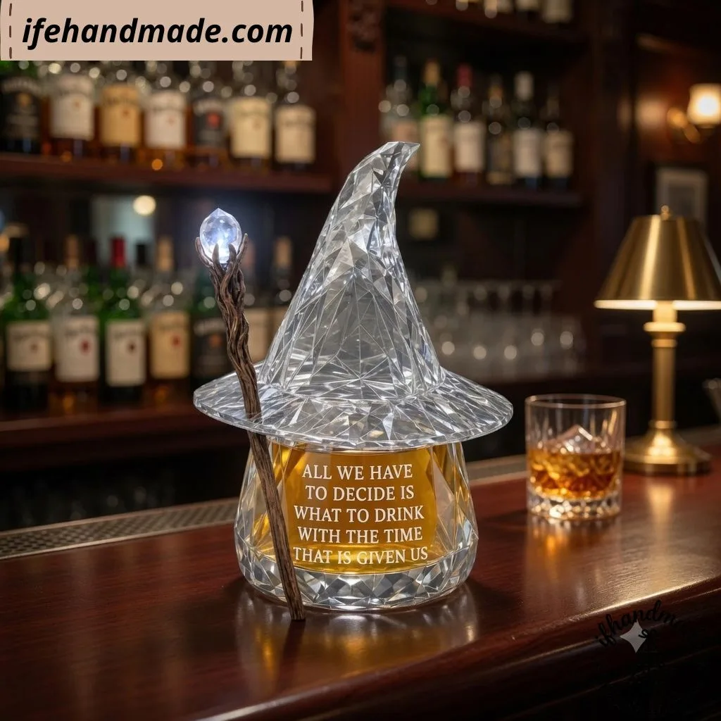Lord of the Rings Gandalf Wizard Hat Glass Whiskey Decanter (3) Lord of the Rings Gandalf Wizard Hat Glass Whiskey Decanter – “All We Have To Decide Is What To Drink” Bottle — image 3