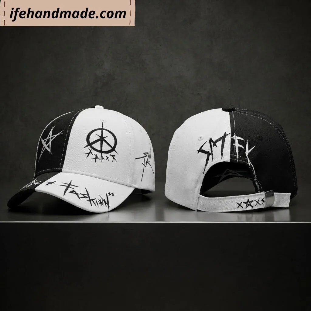 Y2K Black and White Baseball Cap 2026 – Gothic Graffiti Split Star Hat 8 Y2K Black and White Baseball Cap 2026 – Gothic Graffiti Split Star Hat