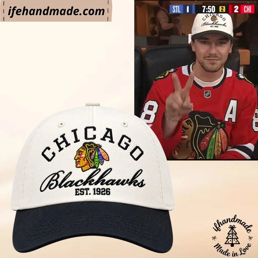 Belmont Cameli Chicago Blackhawks EST 1926 Cap Hat 5 Belmont Cameli Chicago Blackhawks EST 1926 Cap Hat