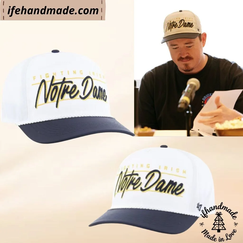 Shane Gillis 47 Notre Dame Fighting Irish White Brrr Condor Two-Tone Hitch Adjustable Cap Hat