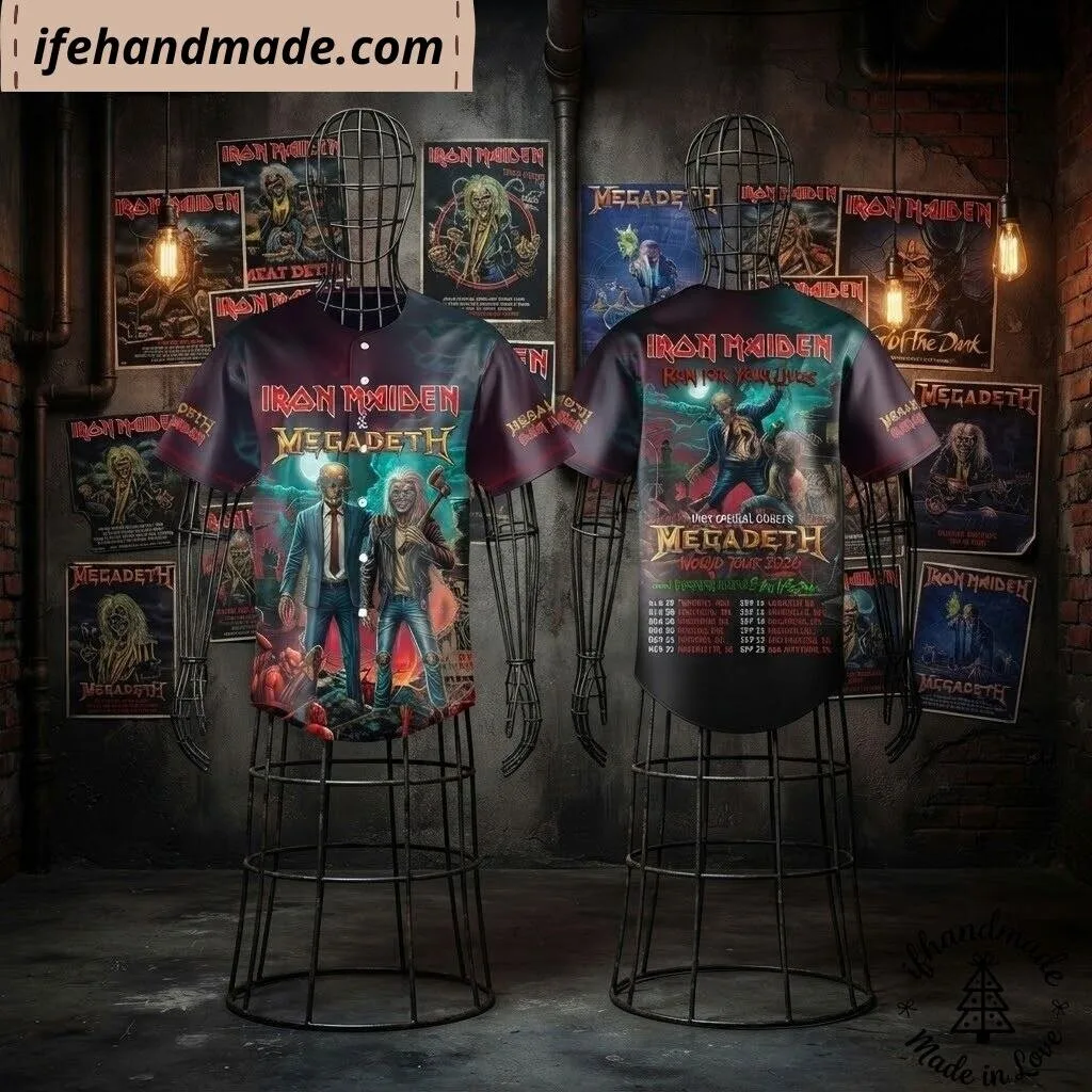 Iron Maiden Megadeth Baseball Jersey Shirt 2026 – Heavy Metal Tour Shirt 5 Iron Maiden Megadeth Baseball Jersey Shirt 2026 – Heavy Metal Tour Shirt