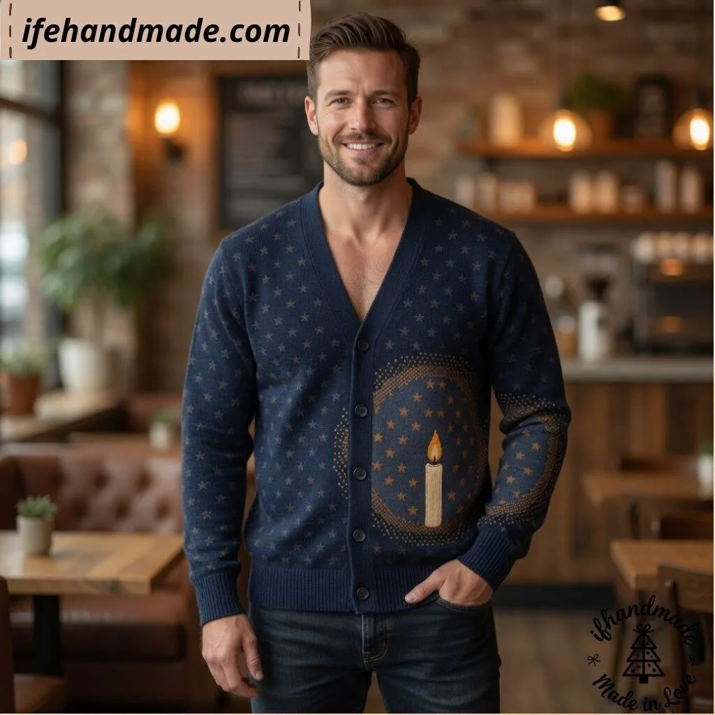 Retro Starry Night Candle Cardigan 9 Retro Starry Night Candle Cardigan