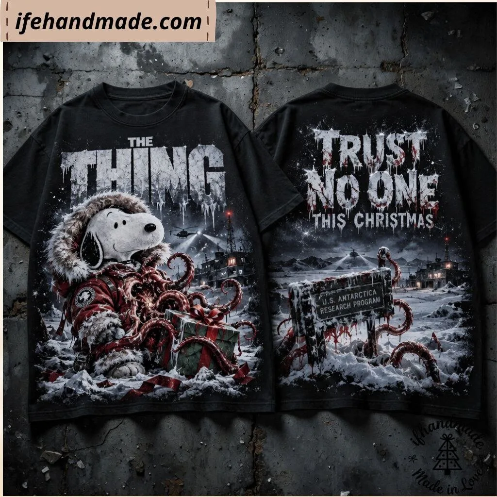 The Thing Snoopy Antarctic Research Horror Christmas Shirt - Funny Holiday Graphic Tee