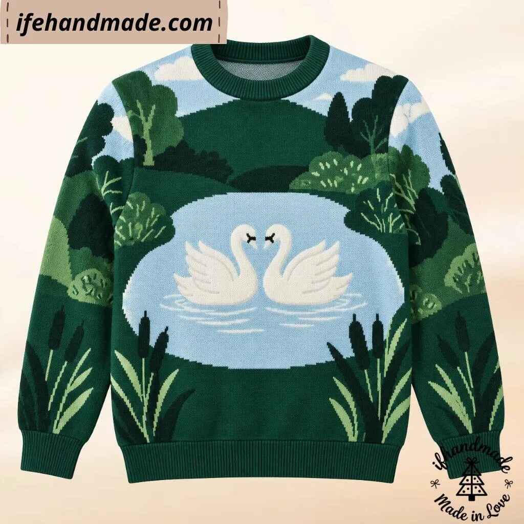 Romantic Swans Lake Ugly Sweater