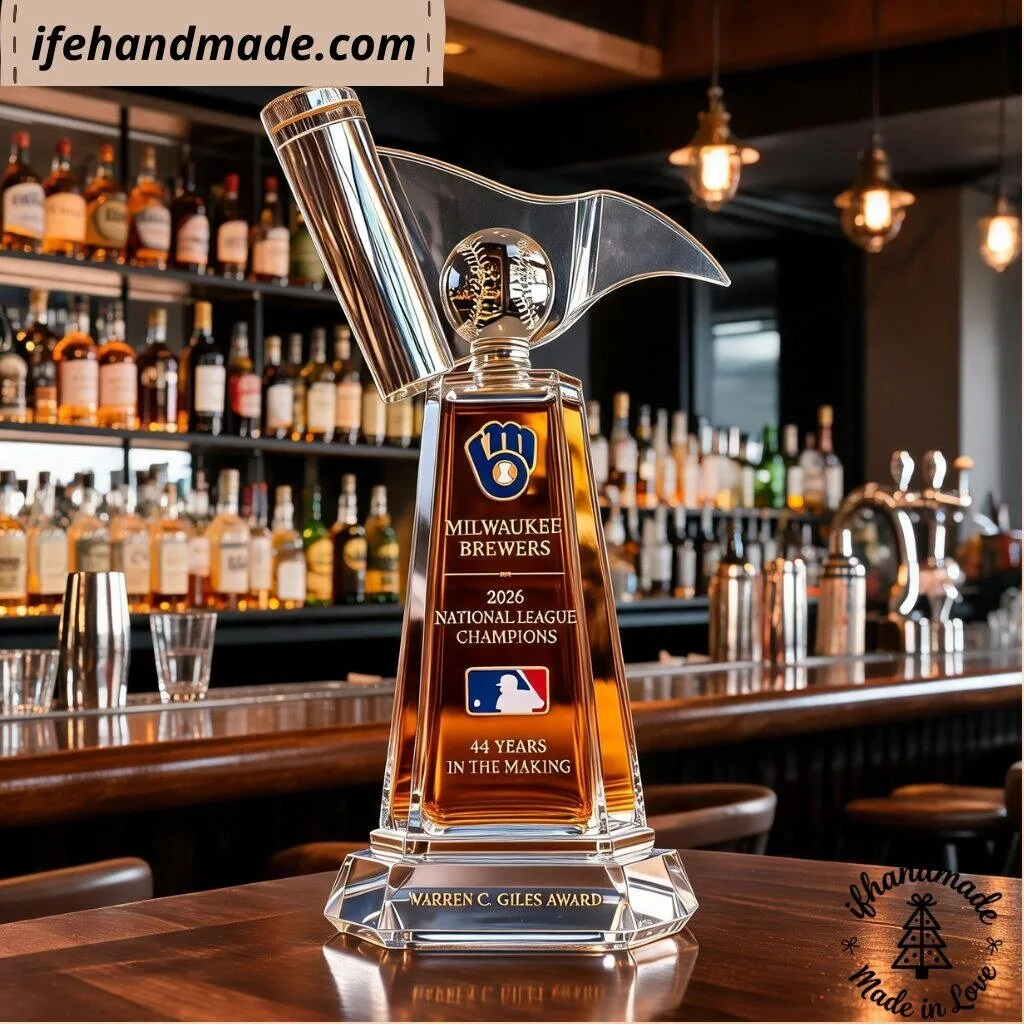 Milwaukee Brewers 44 Years In The Making 2026 NL Champions Glass Bourbon Decanter 11 Milwaukee Brewers 44 Years In The Making 2026 NL Champions Glass Bourbon Decanter