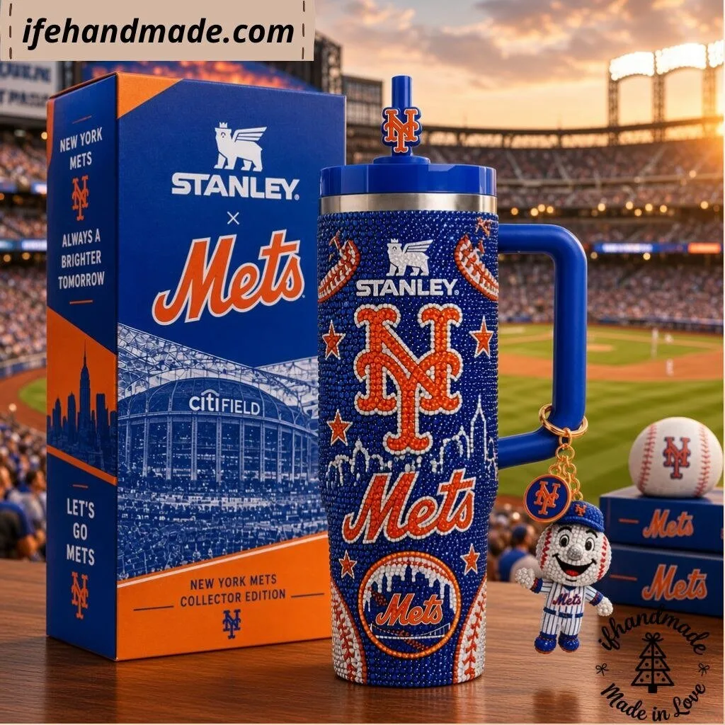New York Mets Rhinestone Tumbler 40oz Stainless Steel Travel Mug 4 New York Mets Rhinestone Tumbler 40oz Stainless Steel Travel Mug