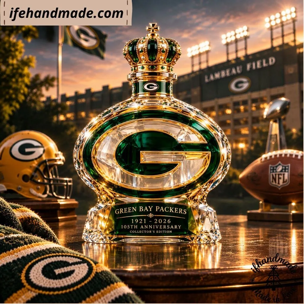 Green Bay Packers 105th Anniversary Whiskey Decanter - Crown Stopper Glass Bottle 8 Green Bay Packers 105th Anniversary Whiskey Decanter - Crown Stopper Glass Bottle