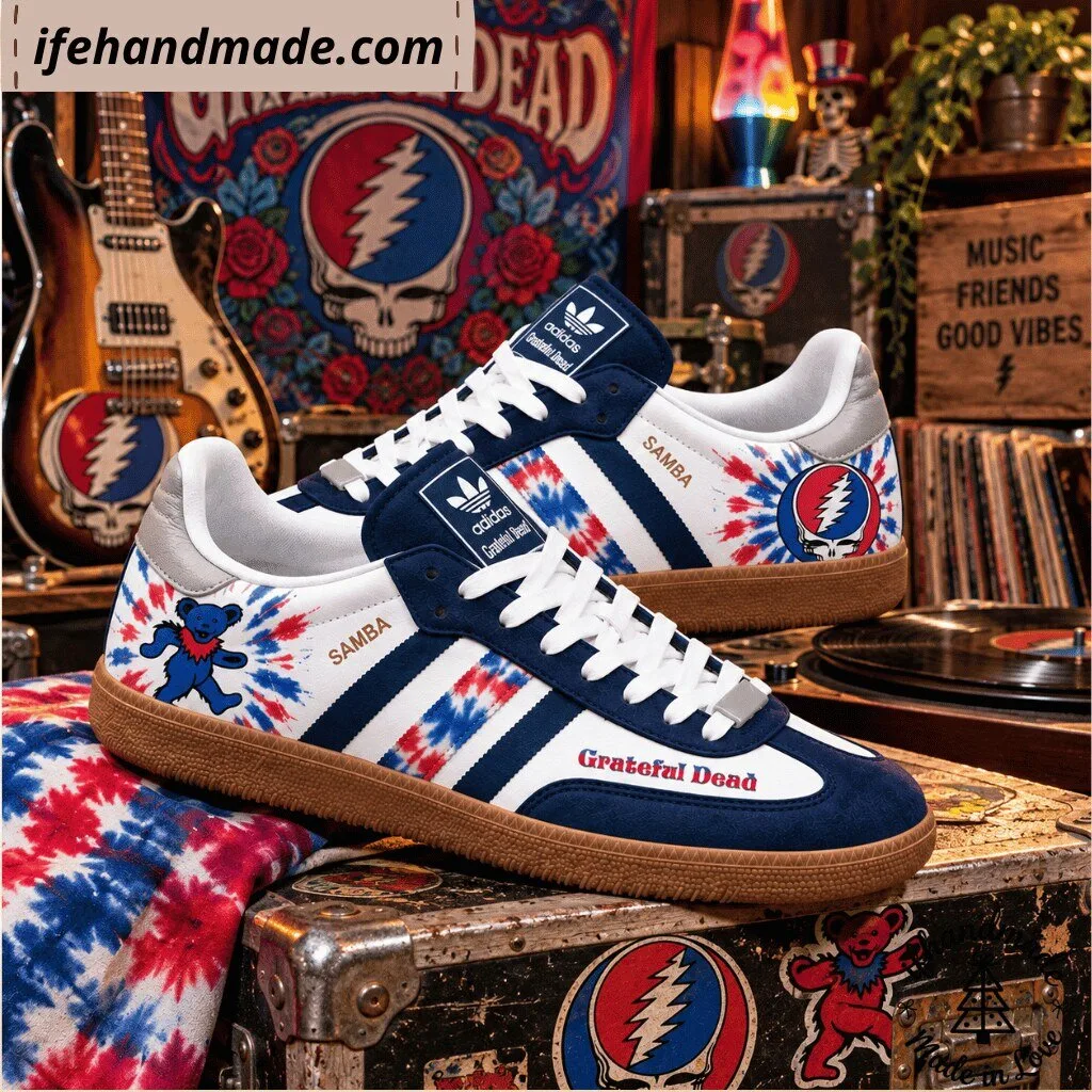 Grateful Dead Custom Samba Shoes - Tie Dye Dancing Bear Sneakers 8 Grateful Dead Custom Samba Shoes - Tie Dye Dancing Bear Sneakers