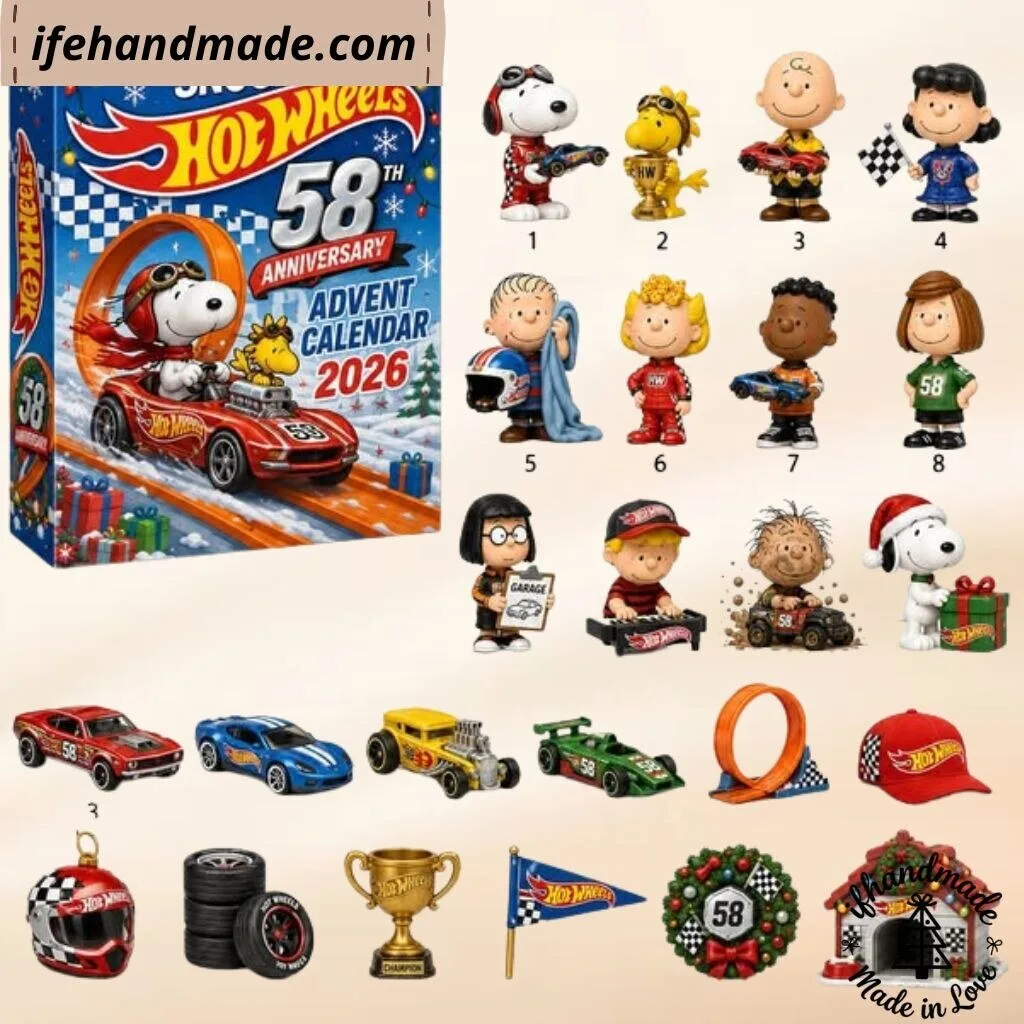 Snoopy x Hot Wheels 58th Anniversary Advent Calendar 2026 - 24 Days Christmas Countdown Set
