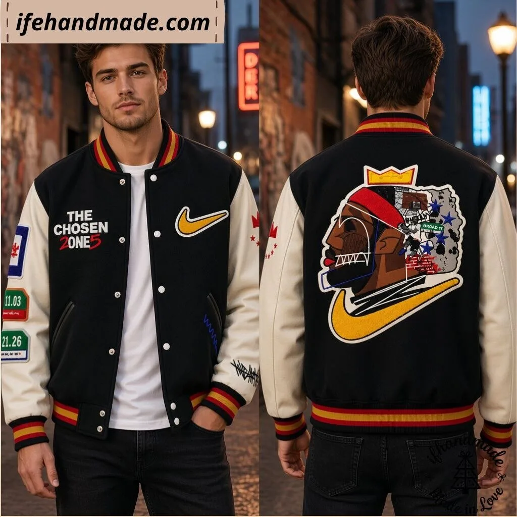LeBron James The Chosen 1 Zone 5 Baseball Jacket 9 LeBron James The Chosen 1 Zone 5 Baseball Jacket