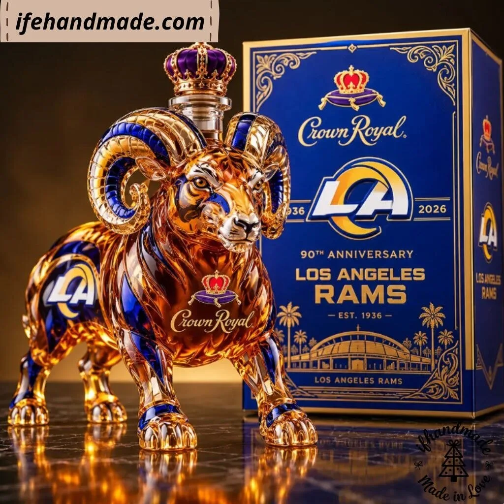 Crown Royal Los Angeles Rams 90th Anniversary Decanter - NFL Football Barware
