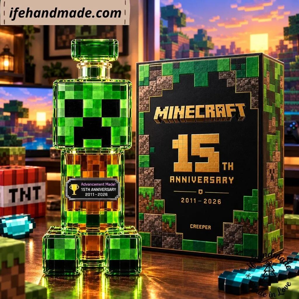 Minecraft Creeper Shaped Glass Whiskey Decanter - 2011-2026 Anniversary Edition
