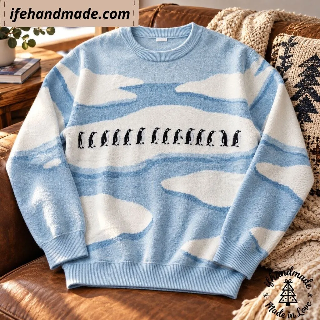 Cute Penguin Parade Knit Sweater