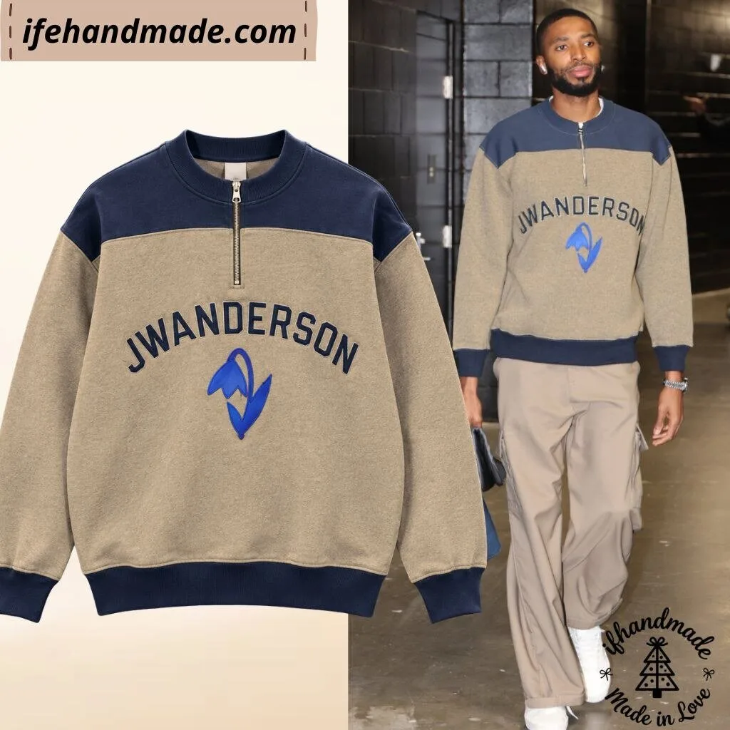 Charles Lee JW Anderson Logo-Print Half-Zip Sweatshirt