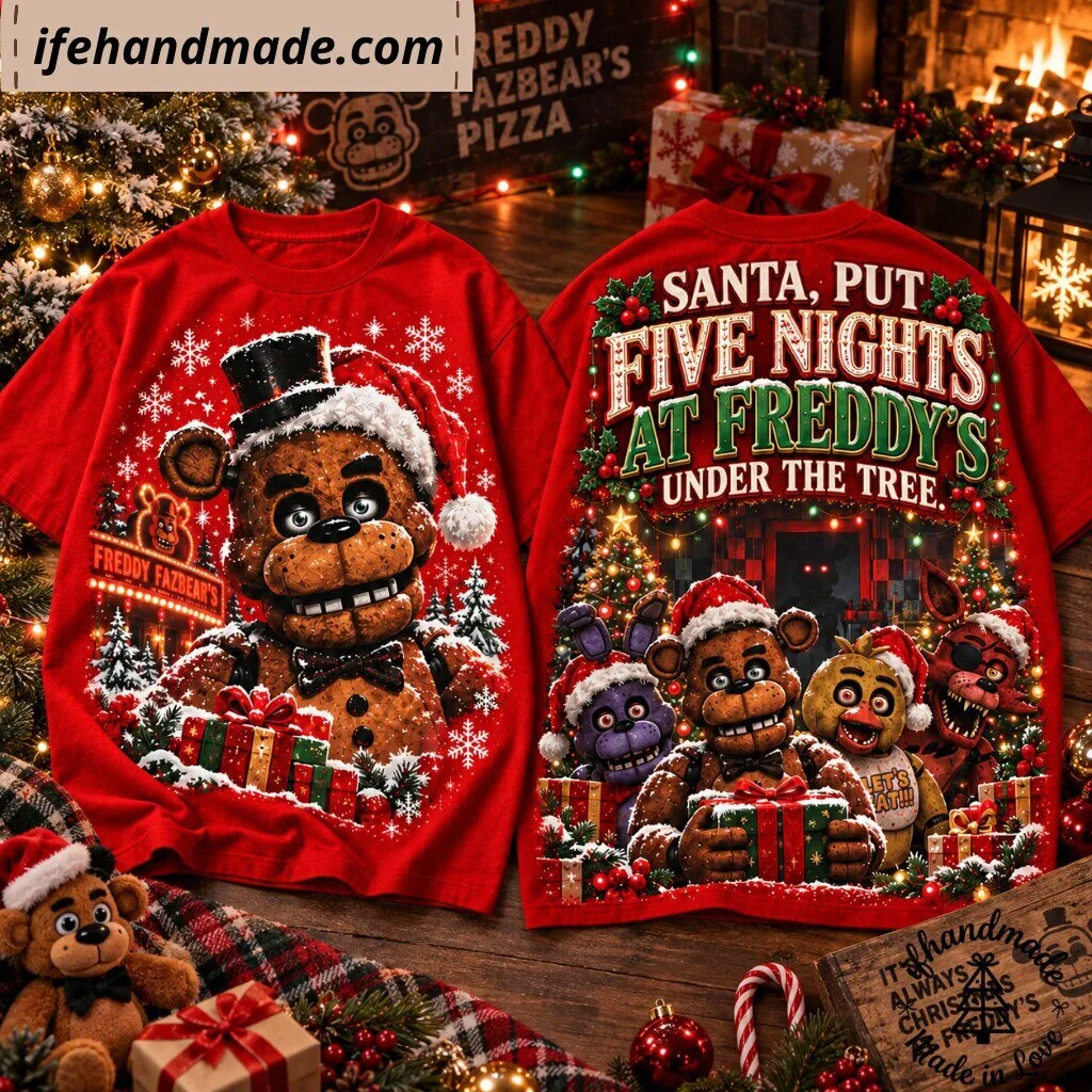 Five Nights at Freddy's Christmas T-Shirt - Santa Put Five Nights At Freddy's Under The Tree Shirt 7 Five Nights at Freddy