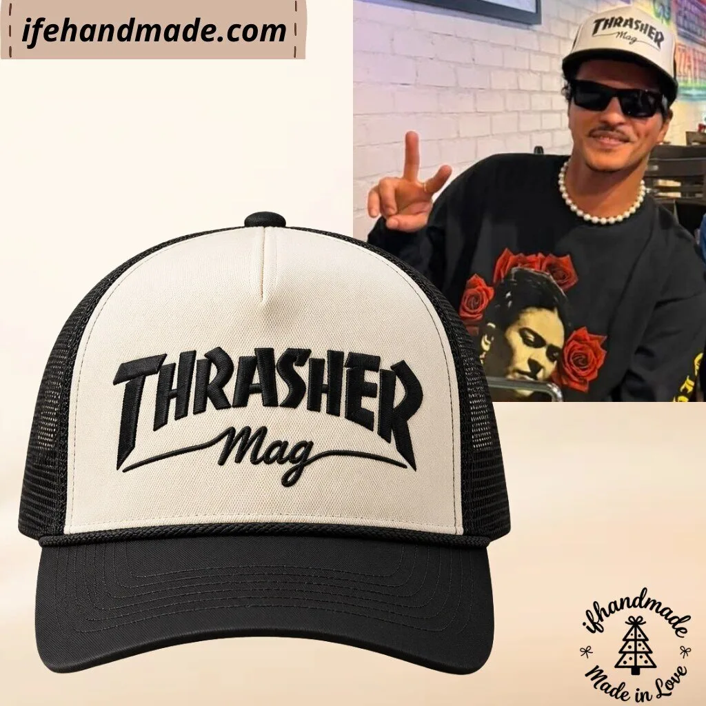 Bruno Mars Thrasher Magazine Logo Mesh Trucker Cap 9 Bruno Mars Thrasher Magazine Logo Mesh Trucker Cap