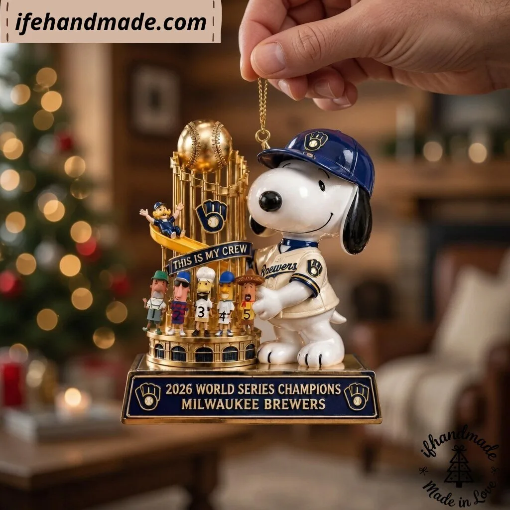 Snoopy Milwaukee Brewers 2026 World Series Champions Christmas Ornament