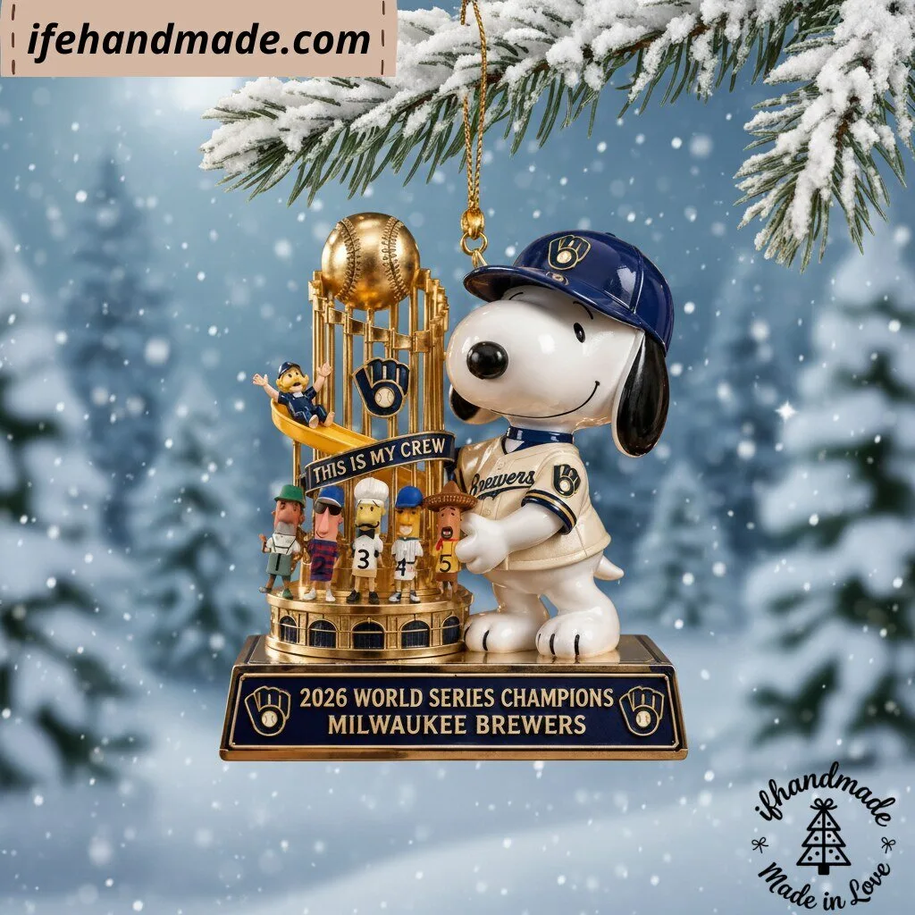 Snoopy Milwaukee Brewers 2026 World Series Champions Christmas Ornament 8 Snoopy Milwaukee Brewers 2026 World Series Champions Christmas Ornament