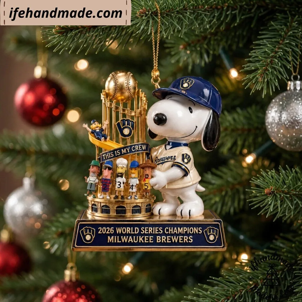 Snoopy Milwaukee Brewers 2026 World Series Champions Christmas Ornament 9 Snoopy Milwaukee Brewers 2026 World Series Champions Christmas Ornament