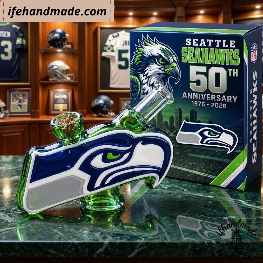 Seattle Seahawks 50th Anniversary Glass Pipe Water Bong