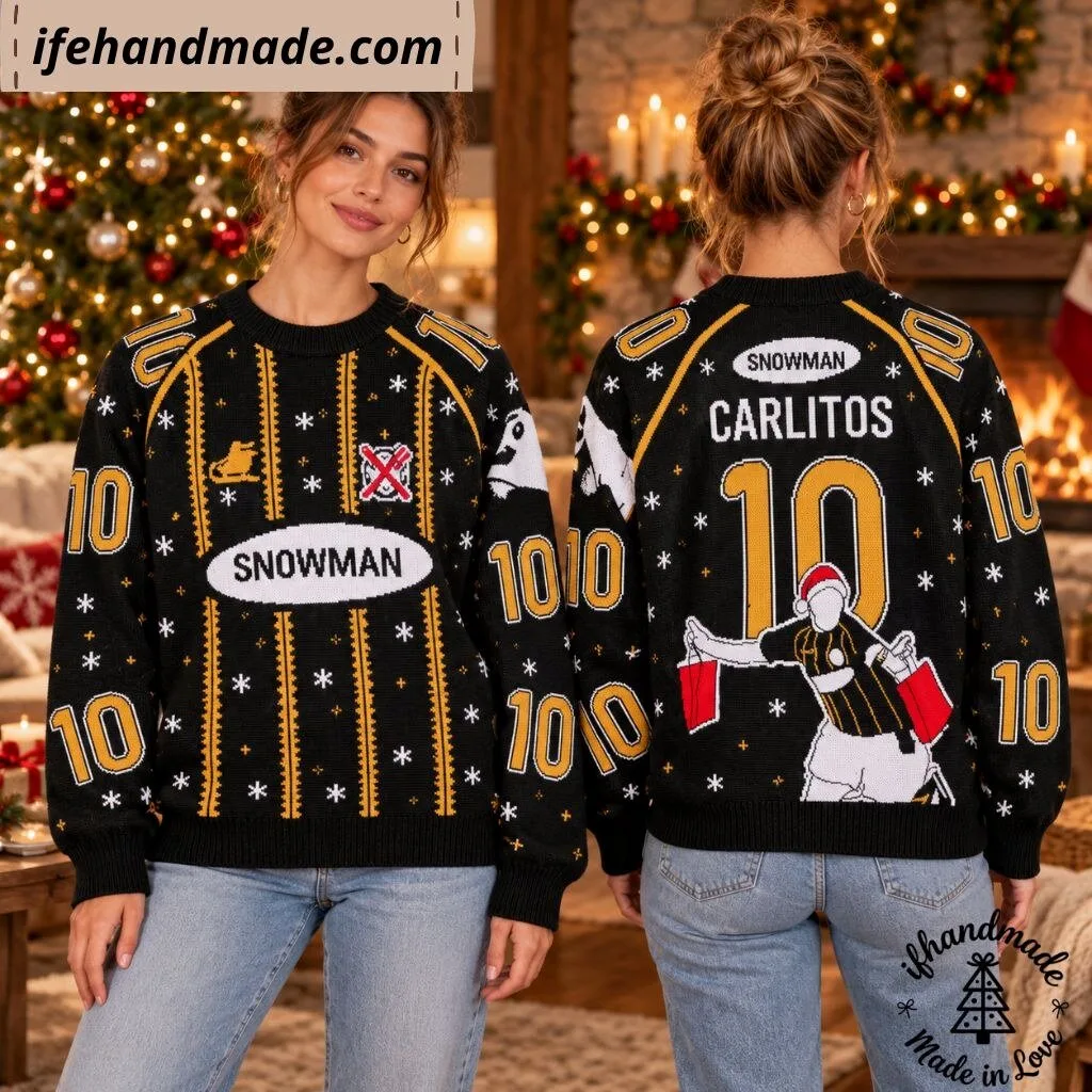 Carlitos Snowman 10 Ugly Christmas Sweater - Funny Football Holiday Knitted Sweater 9 Carlitos Snowman 10 Ugly Christmas Sweater - Funny Football Holiday Knitted Sweater
